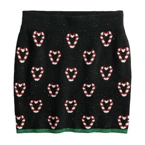 Celebrate Together Candy Cane Hearts Christmas Sweater Skirt Size M NWT